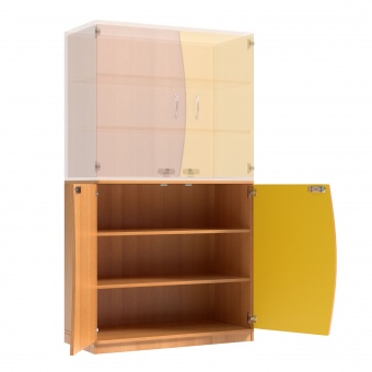 Wellentüren-Unterschrank, 99 cm hoch, 105x50 cm (B/T), Tür rechts gelb, 